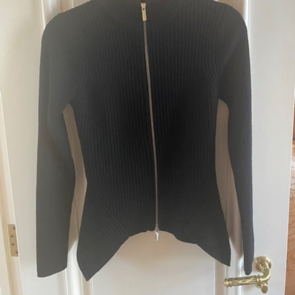 KAREN MILLEN BLACK ZIP UP CARDIGAN - Picture 2 of 4